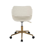 Contemporary Task Chair in Gold Metal and Cream Faux Leather | Premium Home Decor - Grand Goldman