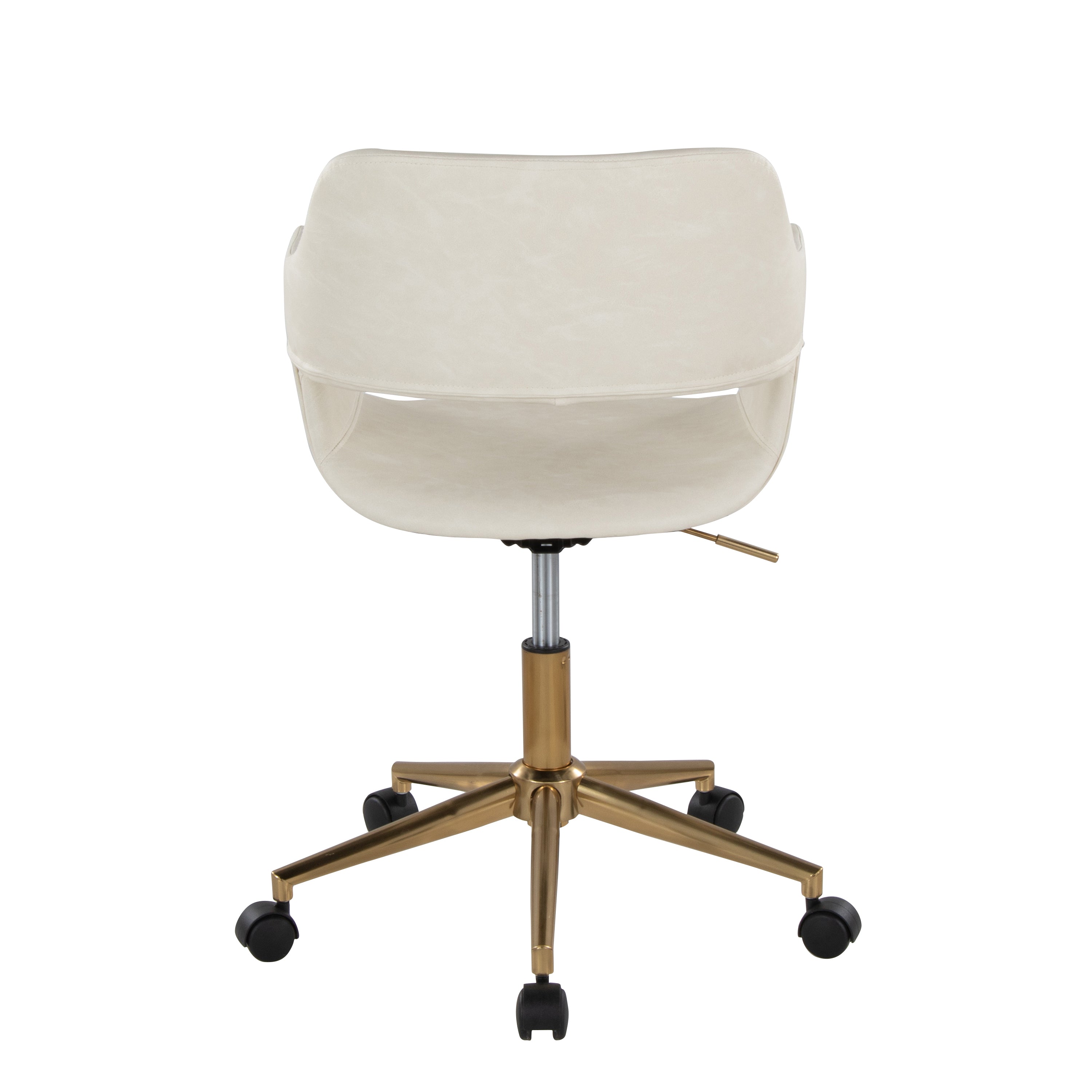 Contemporary Task Chair in Gold Metal and Cream Faux Leather | Premium Home Decor - Grand Goldman