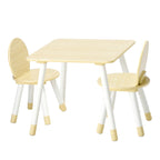 Kids Table and 2 Chairs Set, Toddler Table and Chair Set with Rounded Edge Design & Graffiti Desktop, Wooden Desk for Art, Cr