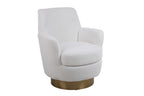 Teddy Swivel Barrel Chair, Swivel Accent Chairs Armchair for Living Room, Reading Chairs for Bedroom Comfy, Round Barrel Chairs with Gold Stainless Steel Base (Ivory) - Grand Goldman Shop