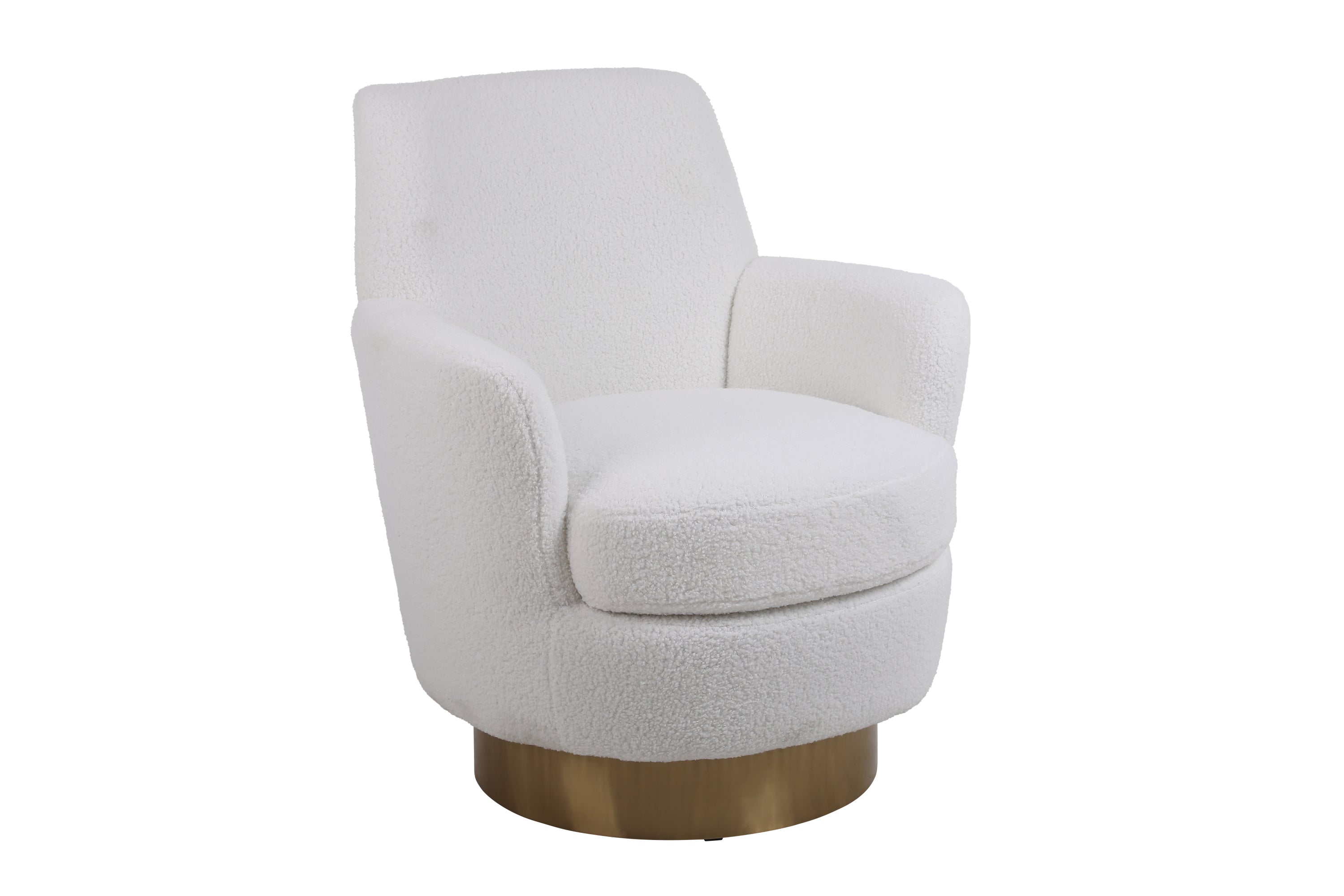 Teddy Swivel Barrel Chair, Swivel Accent Chairs Armchair for Living Room, Reading Chairs for Bedroom Comfy, Round Barrel Chairs with Gold Stainless Steel Base (Ivory) - Grand Goldman Shop