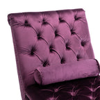 Velvet Chaise Lounge Indoor, Button-Tufted Upholstered Chaise Lounge Chair with Pillow for Bedroom Living Room Office, Purple Velvet - Grand Goldman Shop
