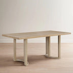 Contemporary 69 Inches Dining Table with U-Shaped Trestle Base in Light Ash Solid Wood and MDF - Grand Goldman Shop