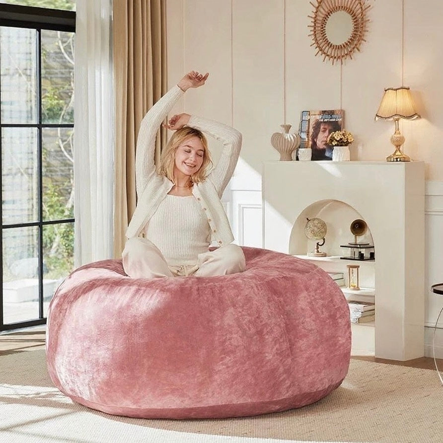 6FT bean bag chair, memory foam filling, adult and teen bean bag chair, soft sofa with removable flannel cover, round sofa for living room, bedroom, college dorm. - Grand Goldman Shop