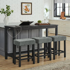 59 Inch Bar Table, Dining Table, Sofa Table with Power Outlet, 3 Upholstered Stools, 4 Piece Bar Table and Chair Set for Living Room, Dining Room, Kitchen - Grand Goldman Shop