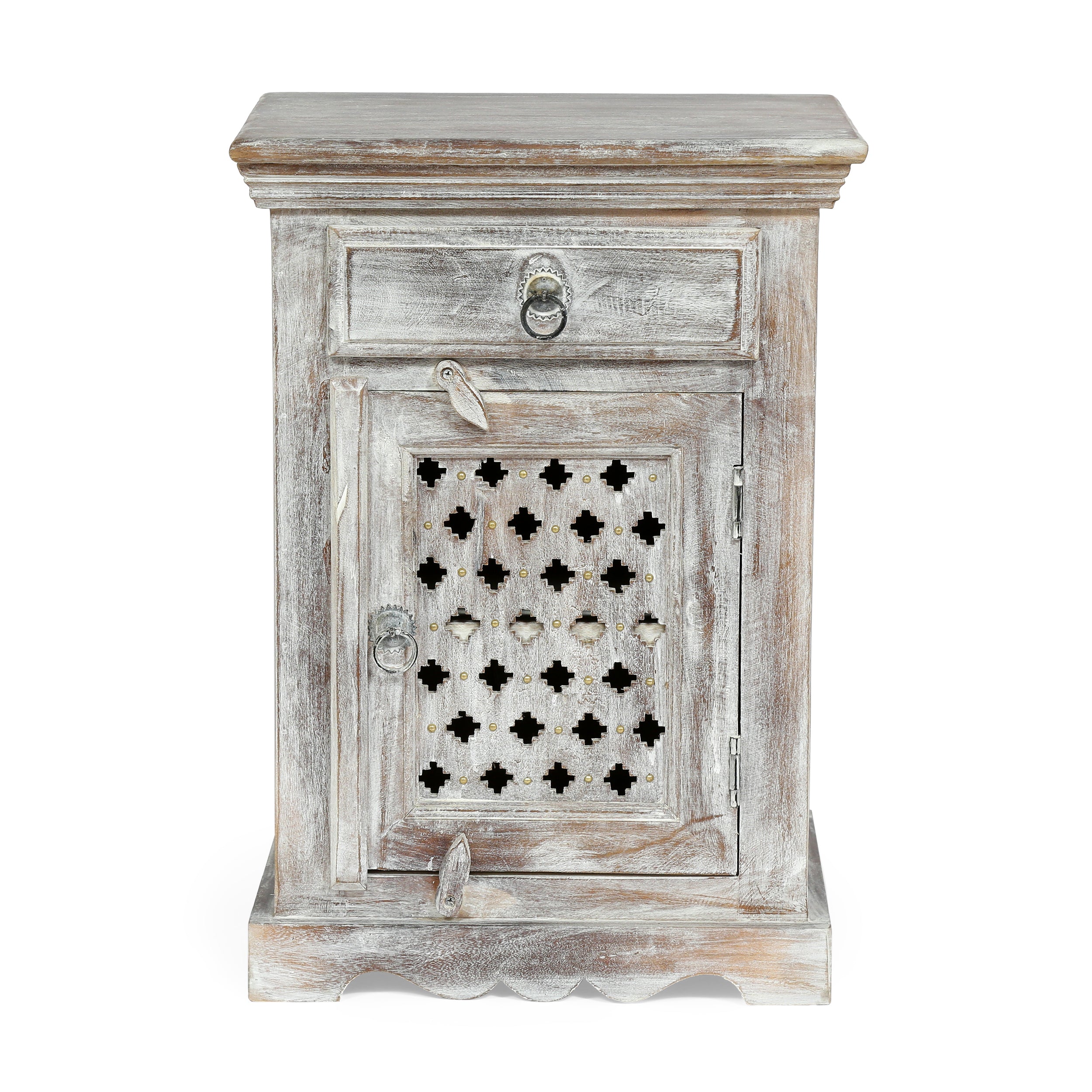 WOODEN NIGHTSTAND WITH 1 DRAWER 1 DOOR - Grand Goldman Shop
