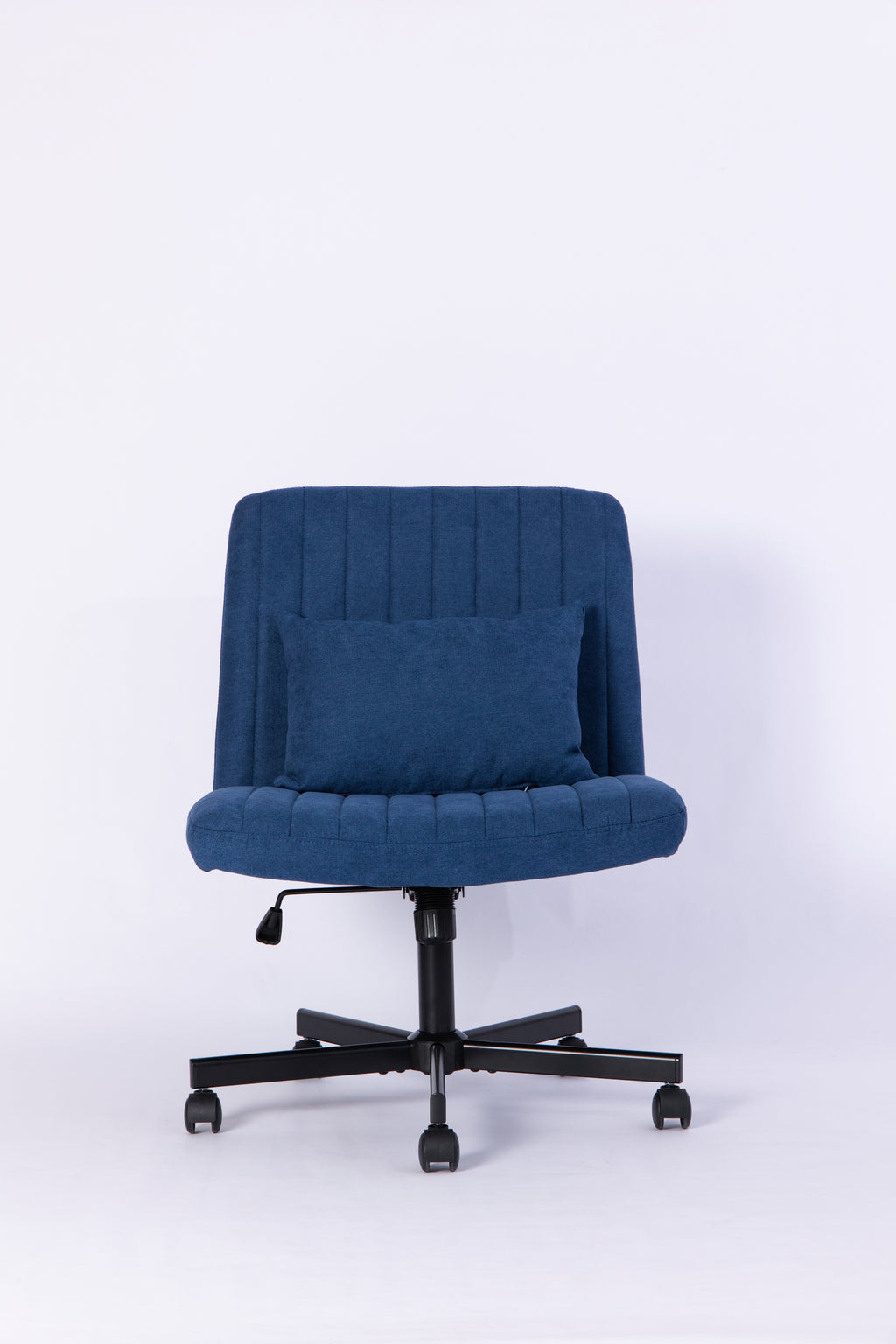 Modern Linen Blue Criss Cross Office Chair with Adjustable Height, Ergonomic Design, and Breathable Fabric in Blue Linen Mate