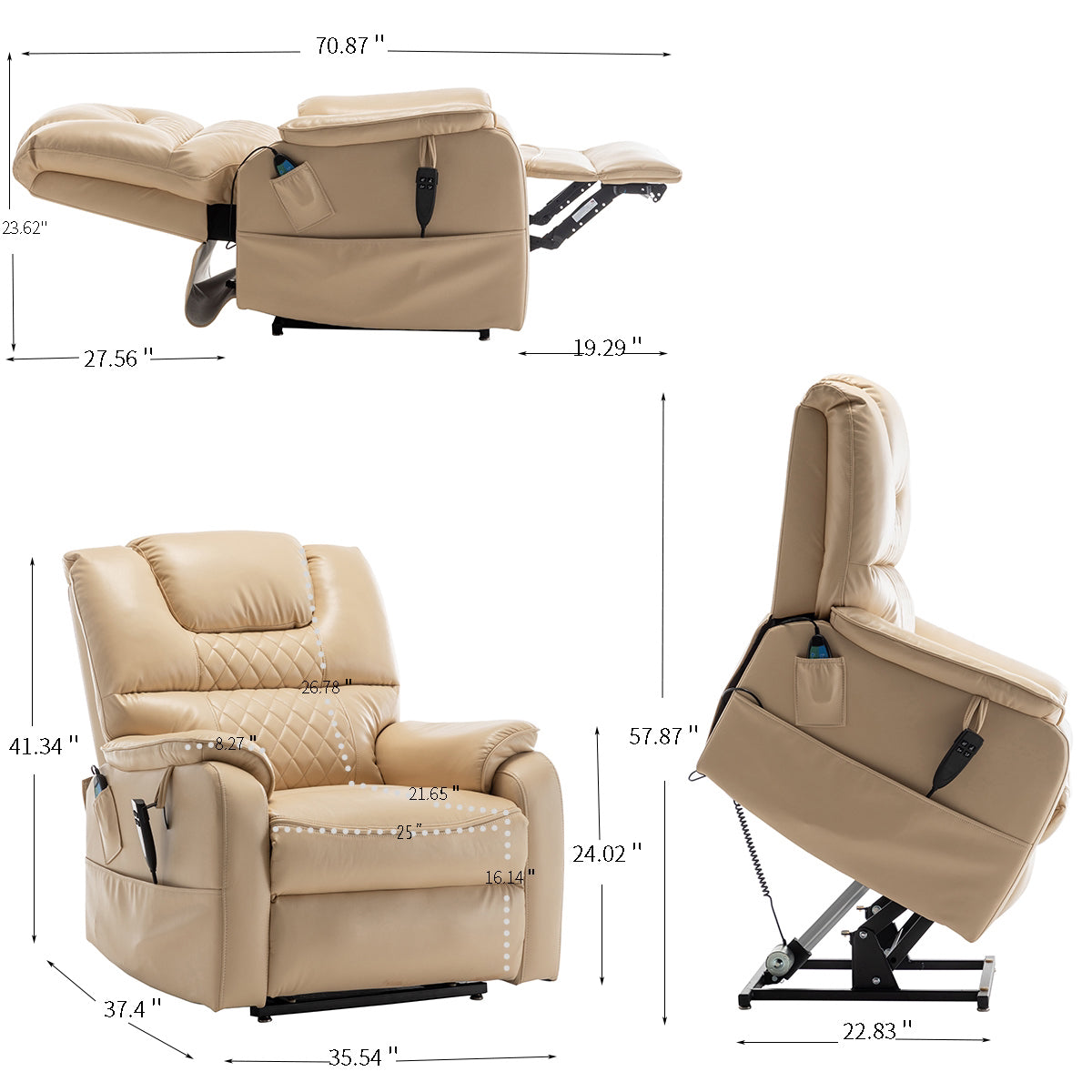 Lounge chair lift chair relax sofa chair sitting room furniture sitting room power supply elderly electric lounge chair (180 degree lying flat) - Grand Goldman Shop