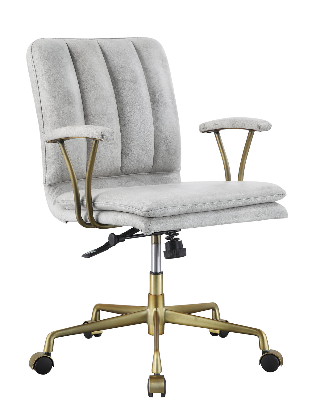 Damir Vintage White Top Grain Leather & Chrome Finish Office Chair - Grand Goldman