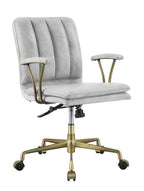 Damir Vintage White Top Grain Leather & Chrome Finish Office Chair - Grand Goldman