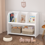 Kids Bookcase with 4 Compartments, White MDF Storage Shelf for Toys and Books, 31.5 x 11.8 x 23.6 inches | Premium Home Decor