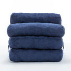 Folding Sofa Bed, Convertible Sleeper Chair with Pillow Foldable Mattress with Back Support, Portable Fold Out Chair Bed Comfy Floor Sofa Lounge for Living Room Bedroom, Dark Blue, Single - Grand Goldman Shop