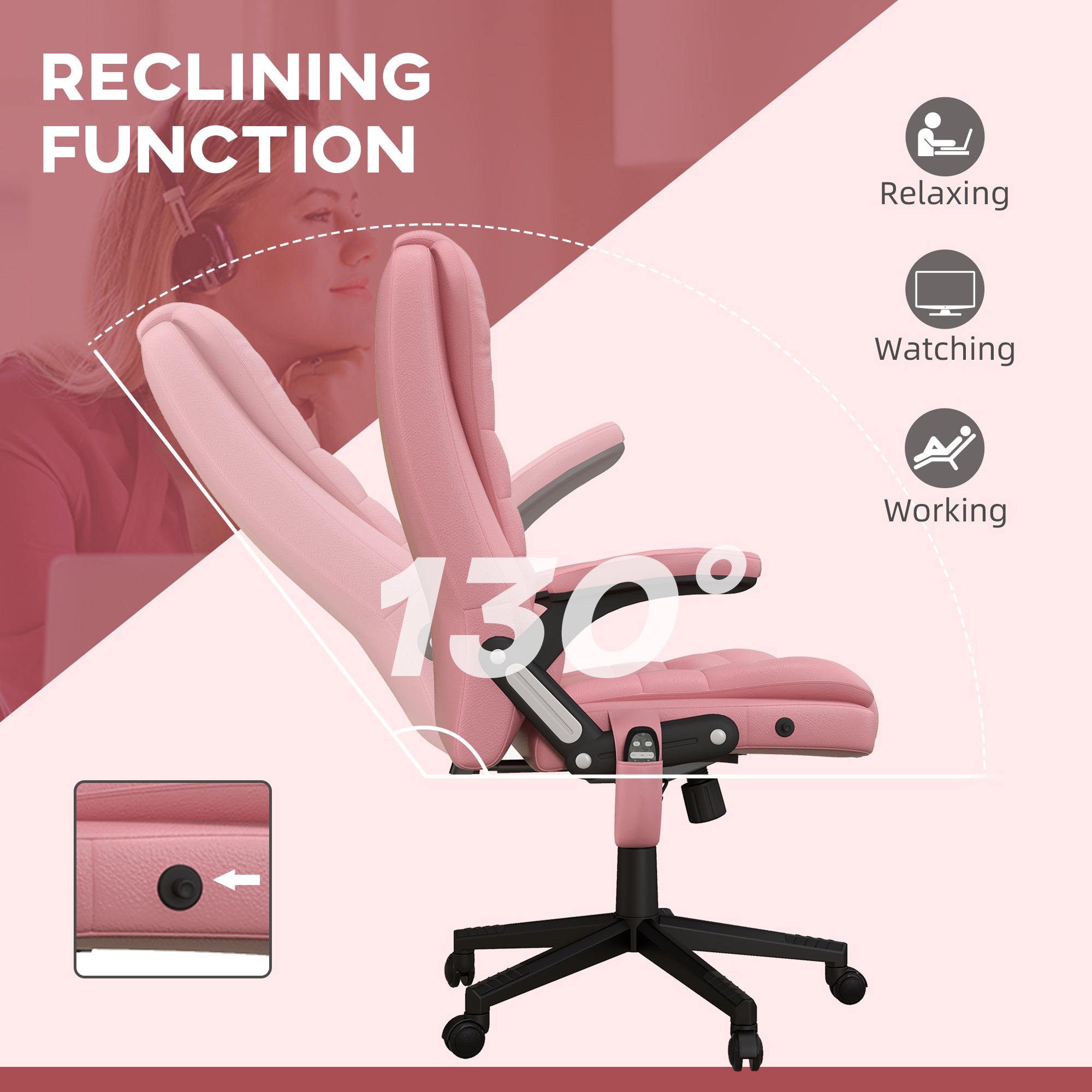 HOMCOM High Back Vibration Massage Office Chair with 6 Vibration Points, Heated Reclining PU Leather Computer Chair with Armr