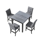 TOPMAX 5-Piece Counter Height Dining Set Wood Square Dining Room Table and Chairs Stools w/Footrest & 4 Upholstered high-back Chairs,Black - Grand Goldman Shop