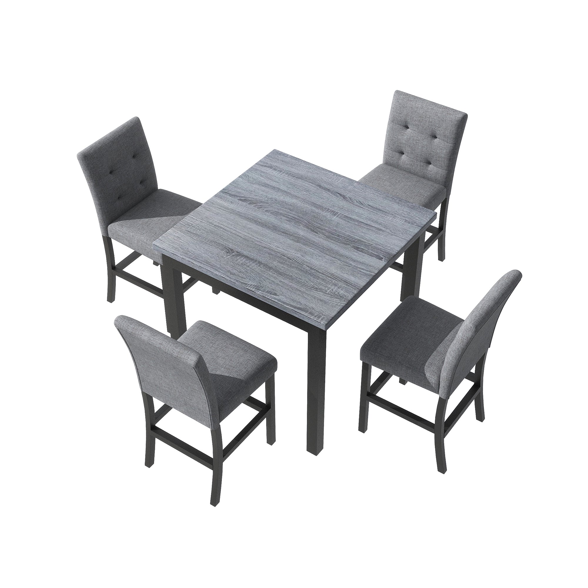 TOPMAX 5-Piece Counter Height Dining Set Wood Square Dining Room Table and Chairs Stools w/Footrest & 4 Upholstered high-back Chairs,Black - Grand Goldman Shop