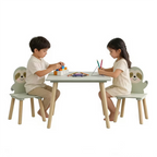 Kids Table and Chair Set with 2 Cute Sloth Chairs, Wooden Toddler Activity Table, Cute Animal Design Play & Study Set for Pla