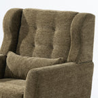 Modern Accent Chair, Chenille Arm Chairs for Living Room, Upholstered Modern Armchair, Comfy Soft Padded Lounge Chair in Small Space, Bedroom, w/Pillow, Solid Wood Leg, Olive Green - Grand Goldman Shop