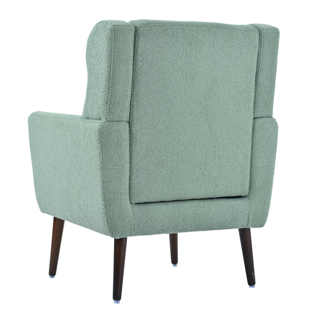 Modern Accent Chair,Teddy Fabric Living Room Chairs Comfy Reading Chair,Mid Century Accent Chair, Lounge Arm Chairs Armchair for Living Room Bedroom (Light Green) - Grand Goldman Shop