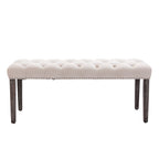 Heng Ming Upholstered Tufted Bench Ottoman , Velvet Dining Bench Bedroom Bench  Footrest Stool Accent Bench for Entryway Dining Room Living Room, Beige - Grand Goldman Shop