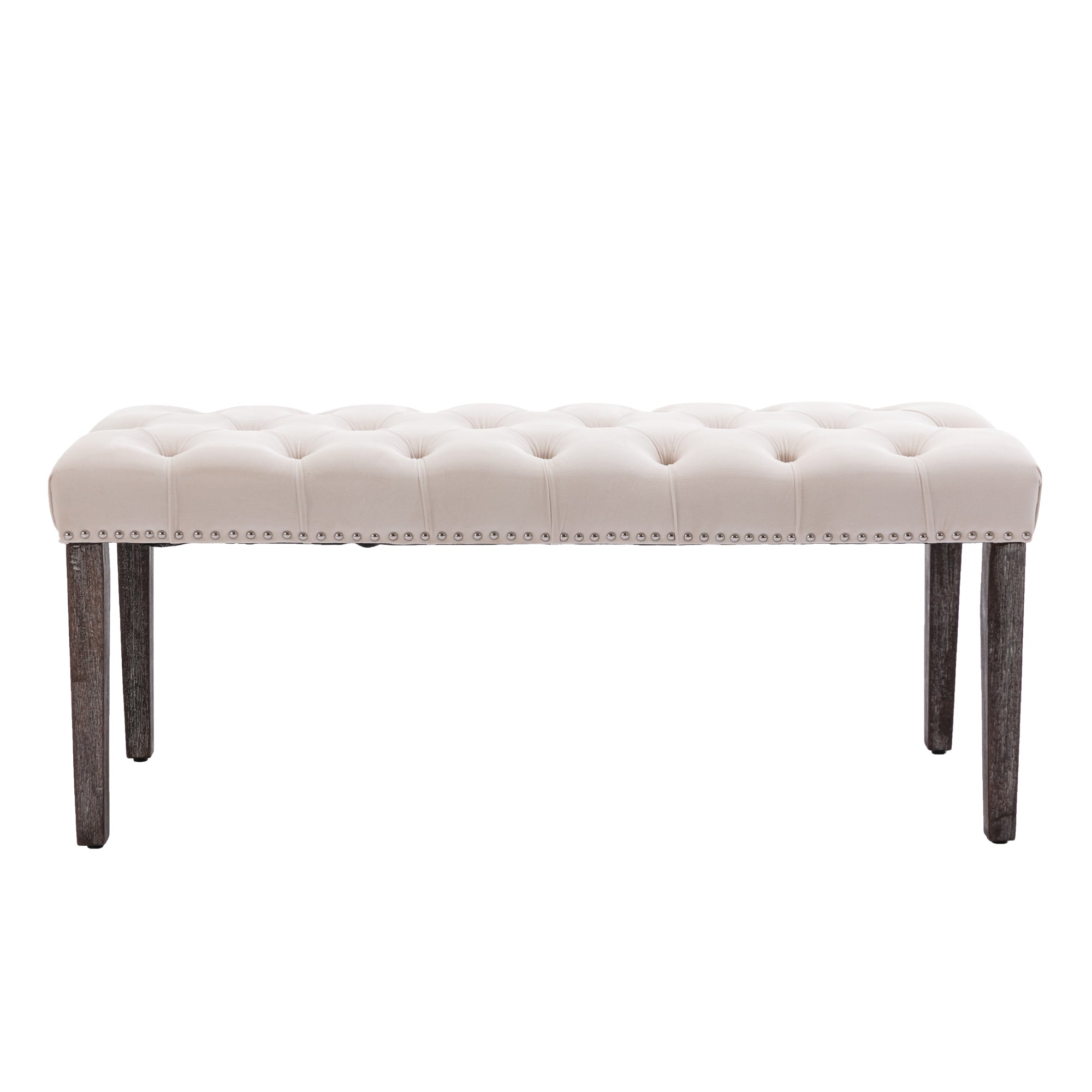 Heng Ming Upholstered Tufted Bench Ottoman , Velvet Dining Bench Bedroom Bench  Footrest Stool Accent Bench for Entryway Dining Room Living Room, Beige - Grand Goldman Shop
