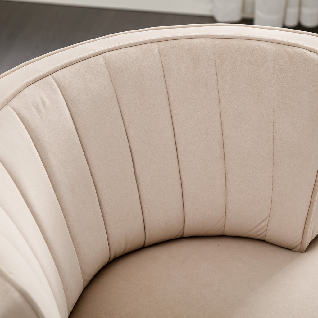 Swivel Barrel Accent Sofa Chair, 360 Degree Rotation, Fluffy Velvet Fabric, Beige, 25.20'' x 25.59'' x 26.38'' - Grand Goldman Shop