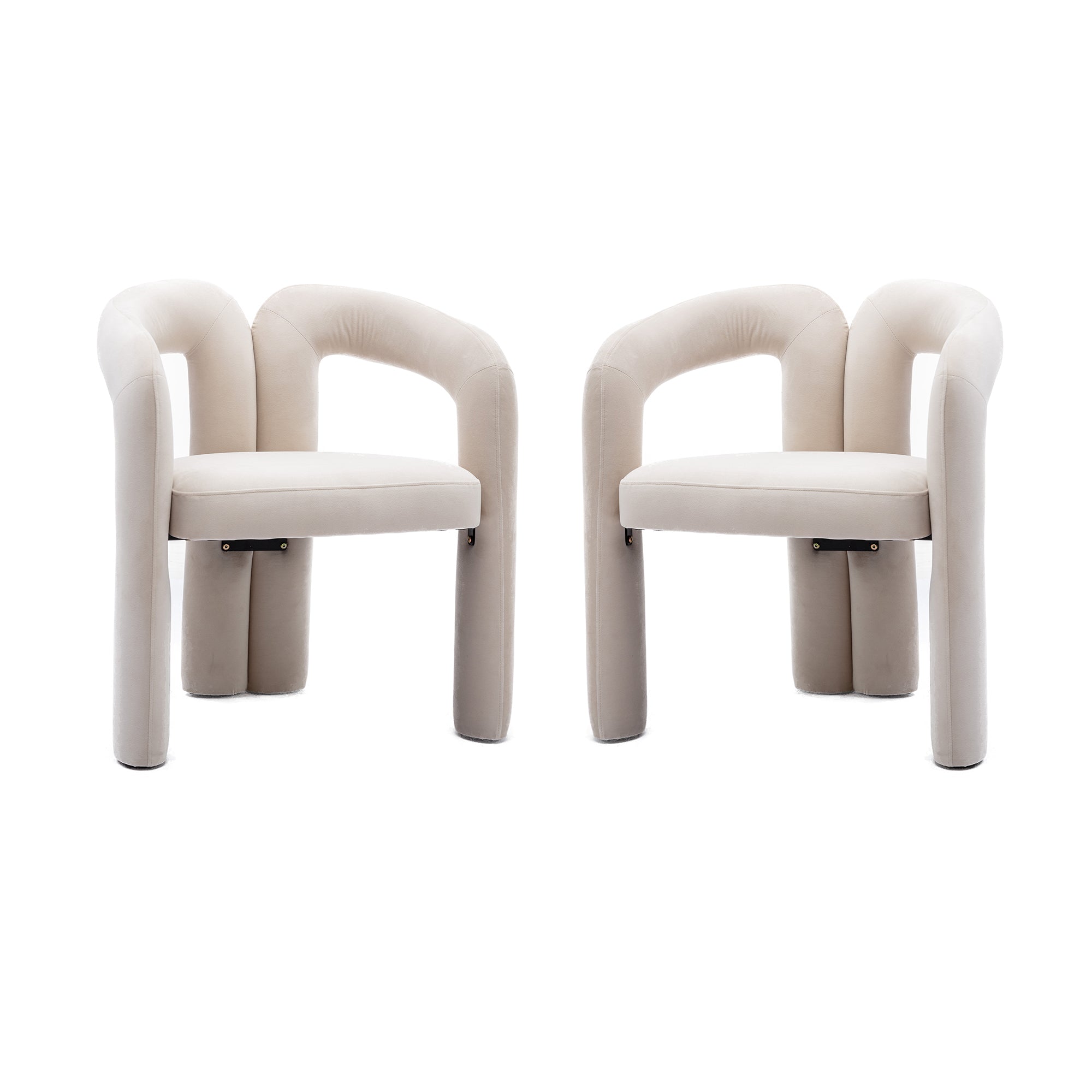 Contemporary Designed Velvet Fabric Upholstered Accent/Dining Chair /Barrel Side Chairs Kitchen Armchair for Living Room set of 2 (Beige Velvet) - Grand Goldman Shop