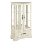Glass Cabinet Lighted Glass Cabinet Curio Display Cabinet with Adjustable Glass Shelves 2 Doors and 1 drawer Cabinet Bulb Included White - Grand Goldman Shop