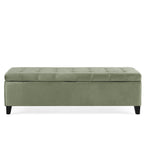 Wendover Elegant Velvet Tufted Storage Bench with Lift-Up Top and Birch Wood Legs - Grand Goldman Shop