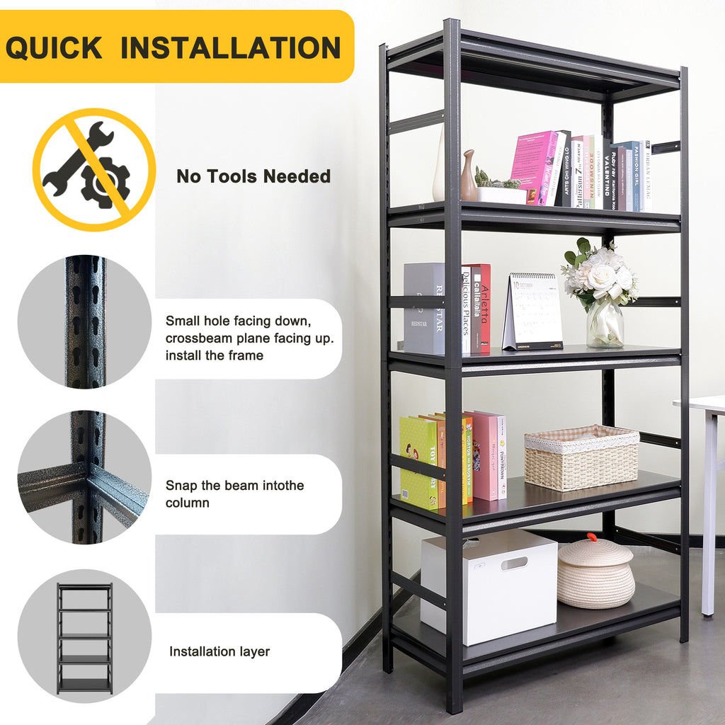 Storage Shelves 5 Tier Heavy Duty Metal Shelving Unit Adjustable Shelving Units and Storage Rack Kitchen Garage Shelf H72 * W35.4 * D15.7 - Grand Goldman Shop