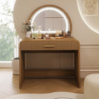 39' Makeup Vanity Table with Mirror Touch Screen Lighted Mirror, Dressing Table with Drawer for Bedroom, Espresso - Grand Goldman Shop