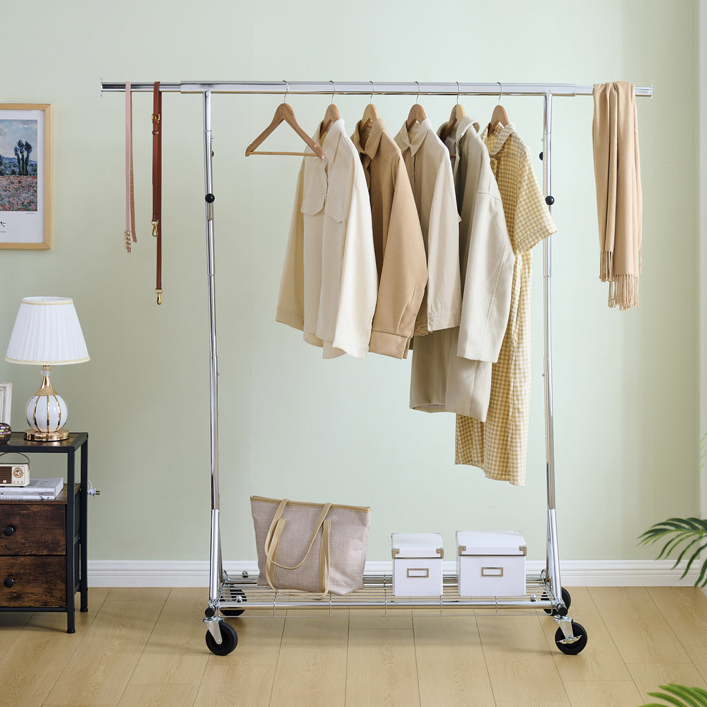 Clothes Rack Heavy Duty Clothing Rack 600LBS Rolling Clothes Racks for Hanging Clothes,  Commercial Garment Rack Heavy Duty Clothes Rack Collapsible ＆ Portable Clothing Rack with Wheels - Grand Goldman Shop