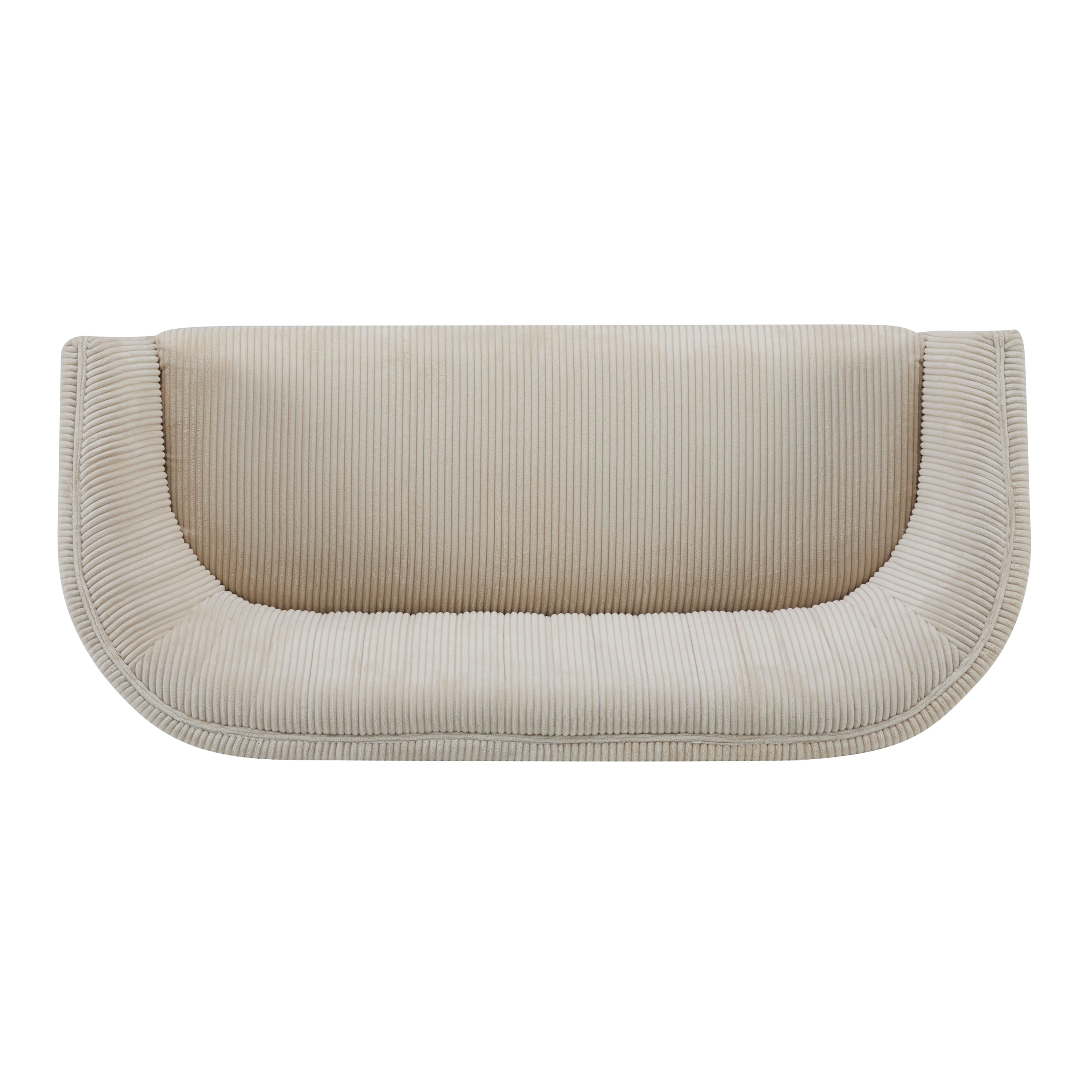 Corduroy Recessed Arm Loveseat(Beige+Walnut-65780) - Grand Goldman Shop