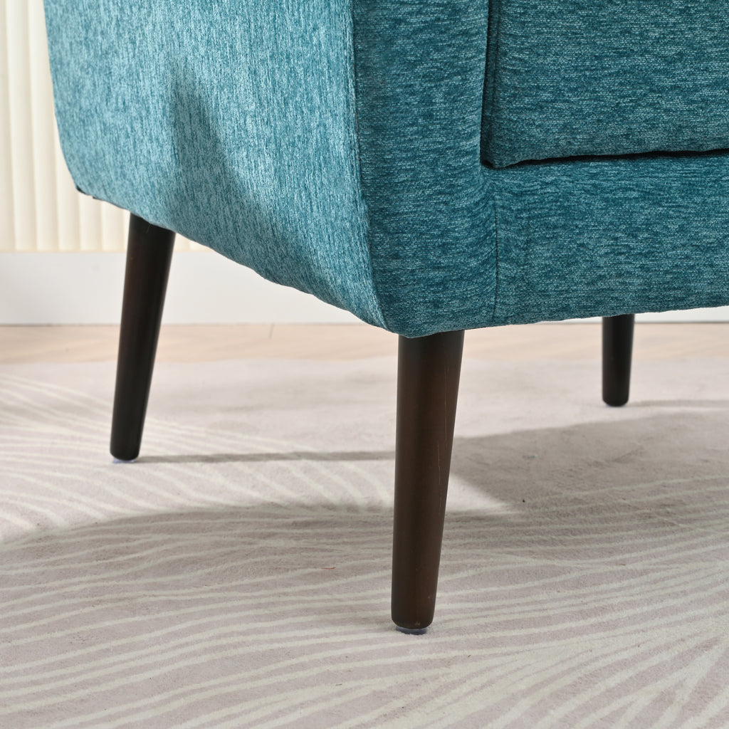 Modern Accent Chair Upholstered Foam Filled Living Room Chairs Comfy Reading Chair Mid Century Modern Chair with Chenille Fabric Lounge Arm Chairs Armchair for Living Room Bedroom (Teal) - Grand Goldman Shop
