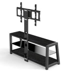 Wooden Storage TV Stand Black Tempered Glass Height Adjustable Universal Swivel Entertainment Center With Mount TV Stand,black - Grand Goldman Shop