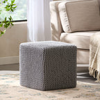 Chabani Indoor Modern Knitted Fabric Cube Pouf Ottoman - Grand Goldman Shop