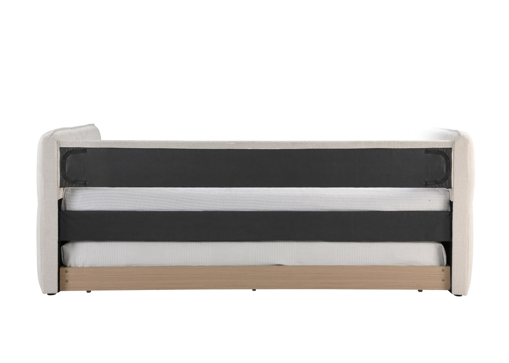 Luxurious 1pc Modern Daybed Pull Out Trundle Button Tufted Nailhead Trim Bedroom Living Room Furniture Oatmeal Finish - Grand Goldman Shop