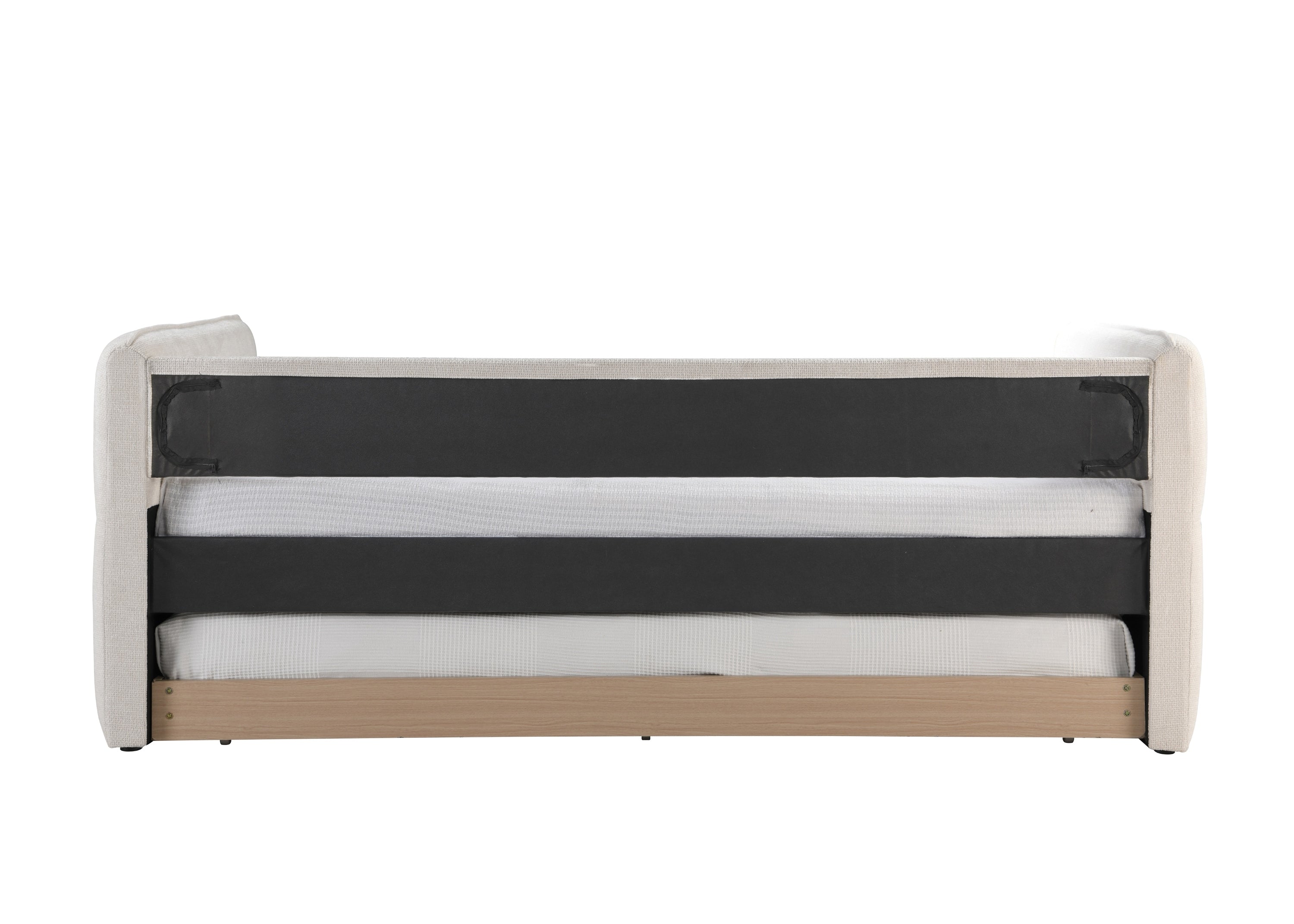 Luxurious 1pc Modern Daybed Pull Out Trundle Button Tufted Nailhead Trim Bedroom Living Room Furniture Oatmeal Finish - Grand Goldman Shop