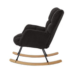 Glider Chair for Living Room Tufted Upholstered Teddy Fabric Rocking Chair with Metal Frame Accent Chair Dark Gray - Grand Goldman Shop
