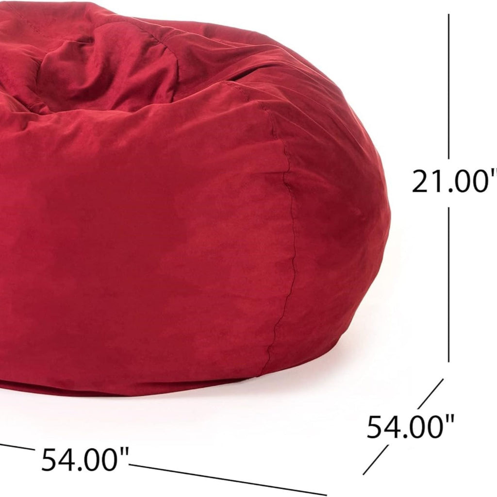 Comfortable High-Density Shredded Foam Bean Bag Chair for Kids and Adults with Removable Microsuede Cover in Chinese Red - Grand Goldman Shop