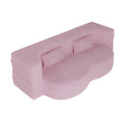 Modern Floor Sofa with 2 Pillows,Convertible Teddy Fabric Foam Filled Sleeper Sofa Bed,15 ' Full Size Folding Mattress for Living Room,Guest Bed,Playroom,No Assembly Required,Pink - Grand Goldman Shop