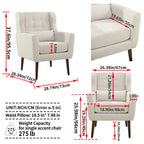 Modern Accent Chair Upholstered Foam Filled Living Room Chairs Comfy Reading Chair Mid Century Modern Chair with Chenille Fabric Lounge Arm Chairs Armchair for Living Room Bedroom (Beige) - Grand Goldman Shop