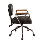 Hallie Vintage Black Top Grain Leather Office Chair | Premium Home Decor - Grand Goldman