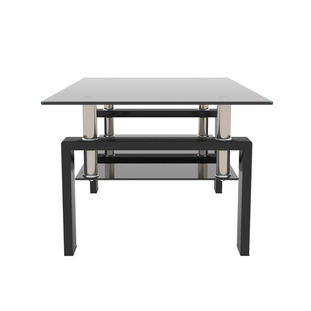 Rectangle Black Glass Coffee Table, Clear Coffee Table,Modern Side Center Tables for Living Room,Living Room Furniture (Old Sku:W24138125) - Grand Goldman Shop