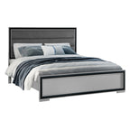 Adelaide Grey Black 5 Piece Queen Bedroom Set with Upholstered Headboard and LED Lighting - Grand Goldman Shop