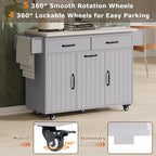 K&K Kitchen Island with Trash Can Storage Cabinet, Kitchen Cart with Drop Leaf, Spice Rack, Towel Rack and Drawer, Rolling Kitchen Island on Wheels with Adjustable Shelf, Grey - Grand Goldman Shop