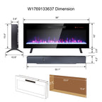 36 inch recessed ultra thin tempered glass front wall mounted electric fireplace with remote and multi color flame & emberbed, LED light heater - Grand Goldman Shop