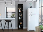 Hobart Pantry, Four Legs, Three Interior Shelves, Two Shelves, Two Cabinets -Black - Grand Goldman