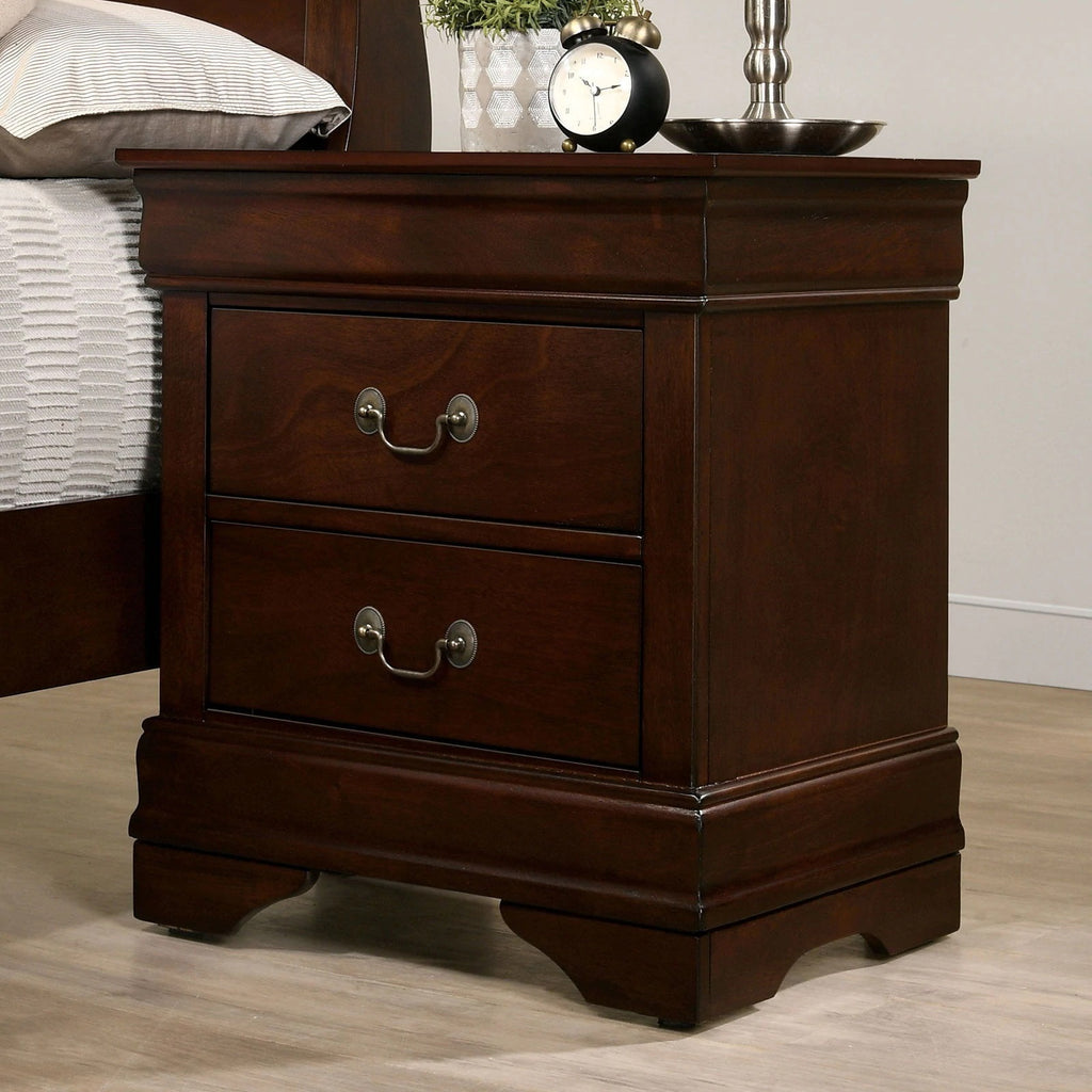 1pc Nightstand Cherry Finish Louis Philippe Solid wood English Dovetail Construction Antique Nickle Hanging Pulls - Grand Goldman Shop