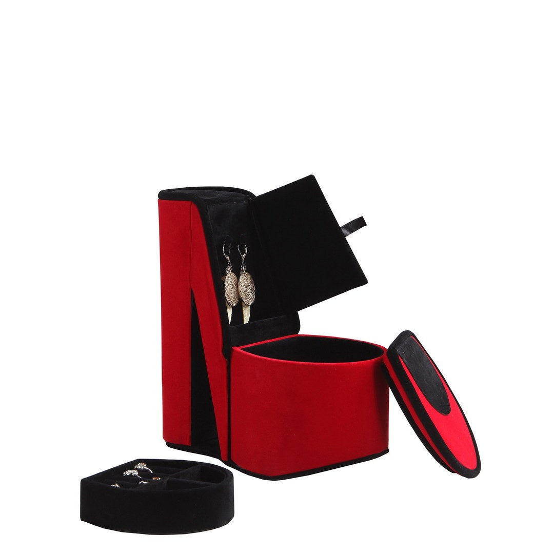 9' Tall Display Jewelry Box with Hidden Storage, High Heel Shoe Design, Red Velvet - Grand Goldman Shop