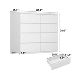 8 Drawers Dresser for Bedroom, Wood Bedroom Dresser Modern Drawer Chest, 8 Chest of Drawer, Tall Dresser for Closet, Dressers Organizer for Living Room, Closet, White - Grand Goldman Shop